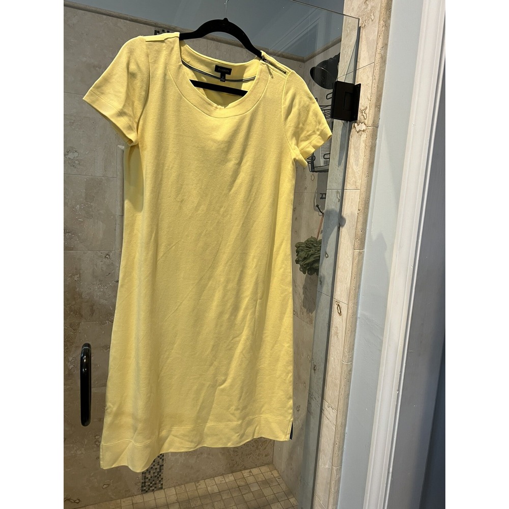 Talbots Women Yellow Casual A-Line Dress Small Cotton Short Sleeve Summer